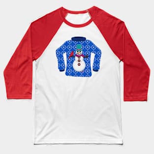 Tacky Christmas Sweater | Snowman & Cardinal | Cherie's Art(c)2021 Baseball T-Shirt